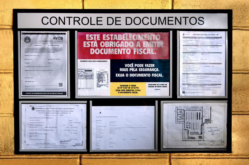 Quadro de documentos obrigatórios